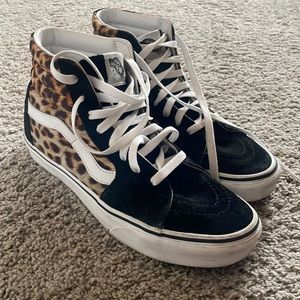 Vans cheetah print high top shoes